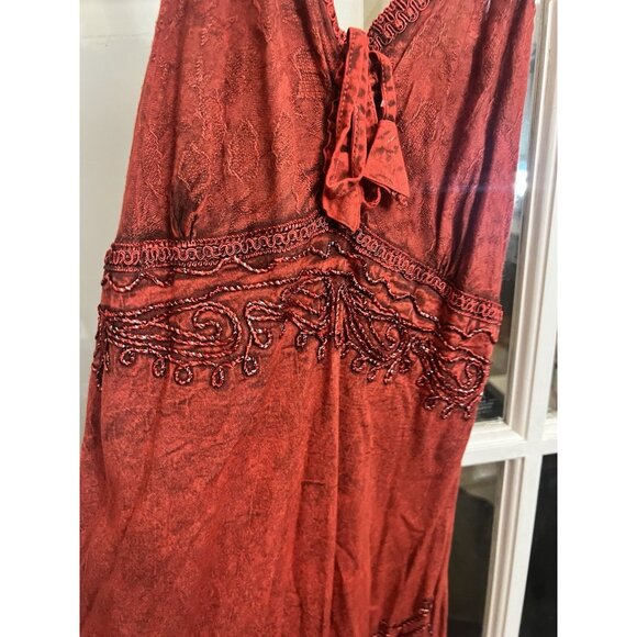 Womens S M Red Whimsigoth Dress Renaissance Nature Fairy Witchy Gothic VINTAGE - Picture 3 of 8